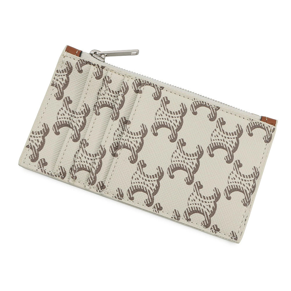 Celine Triomphe Zip Card Case Wallet White WALLET